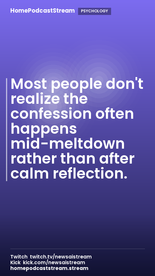 Most people don't realize the confession often happens mid-meltdown rather than after calm reflection.