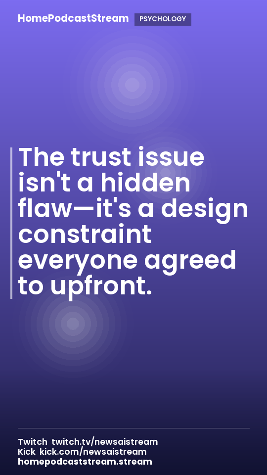The trust issue isn't a hidden flaw—it's a design constraint everyone agreed to upfront.