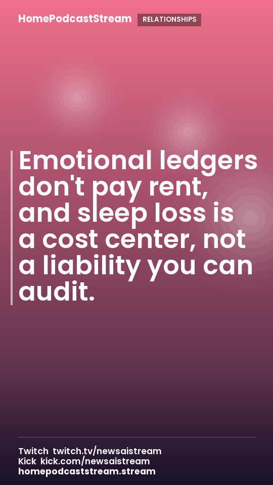 Emotional ledgers don't pay rent, and sleep loss is a cost center, not a liability you can audit.