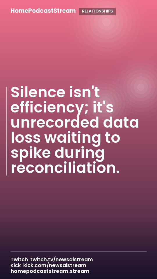 Silence isn't efficiency; it's unrecorded data loss waiting to spike during reconciliation.
