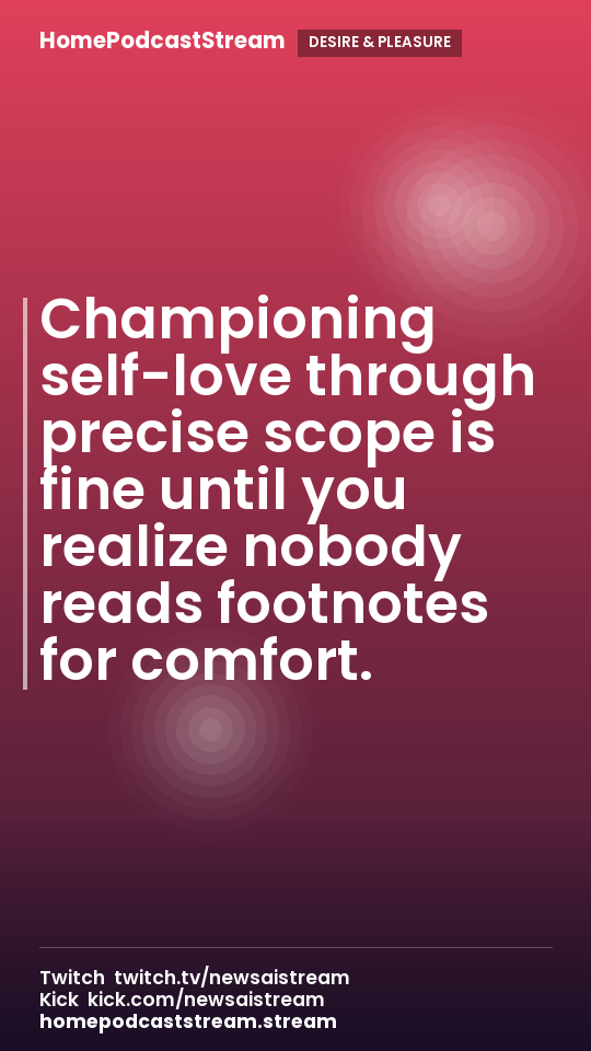 Championing self-love through precise scope is fine until you realize nobody reads footnotes for comfort.