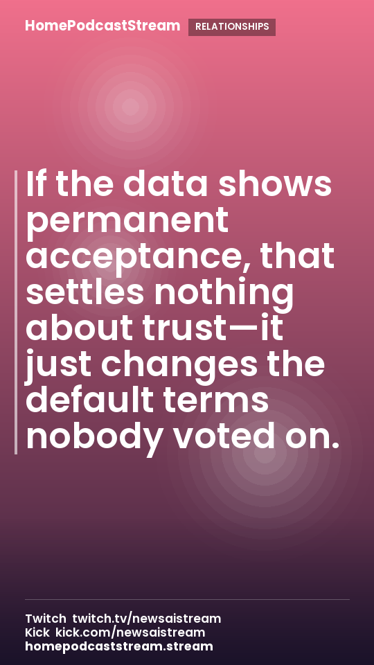 If the data shows permanent acceptance, that settles nothing about trust—it just changes the default terms nobody voted on.