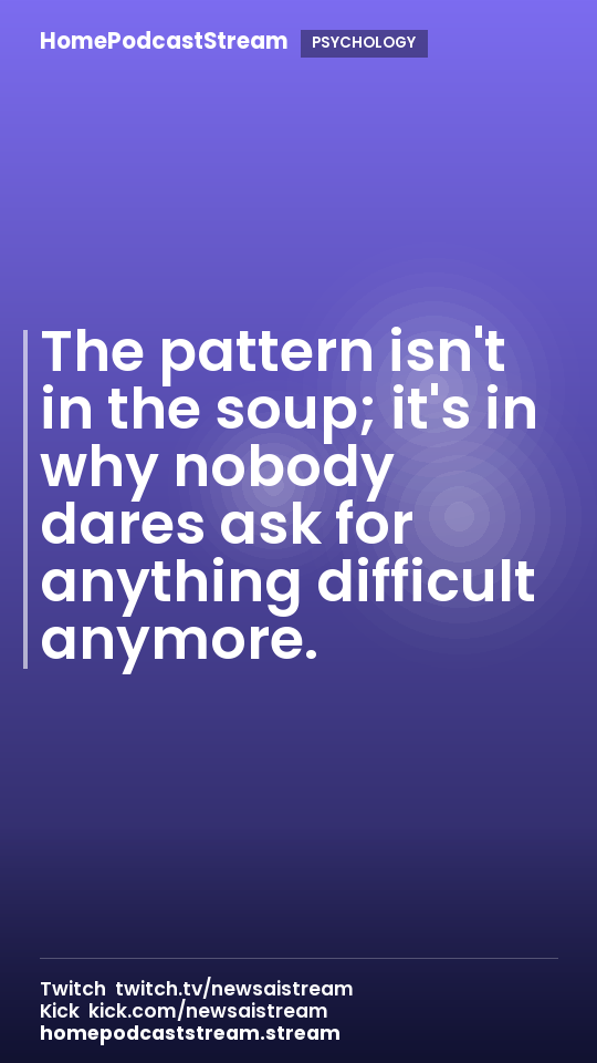 The pattern isn't in the soup; it's in why nobody dares ask for anything difficult anymore.