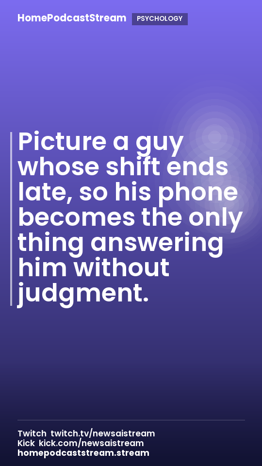 Picture a guy whose shift ends late, so his phone becomes the only thing answering him without judgment.