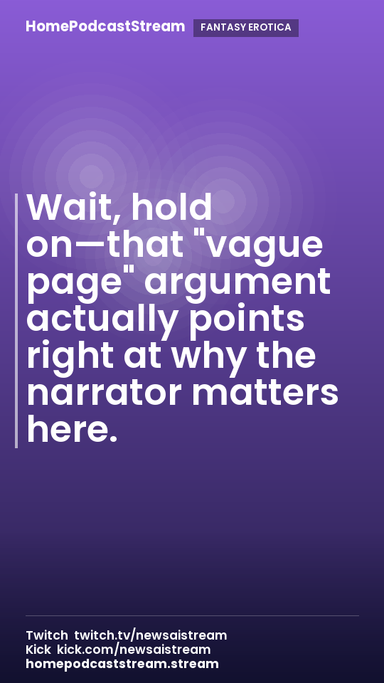 Wait, hold on—that "vague page" argument actually points right at why the narrator matters here.