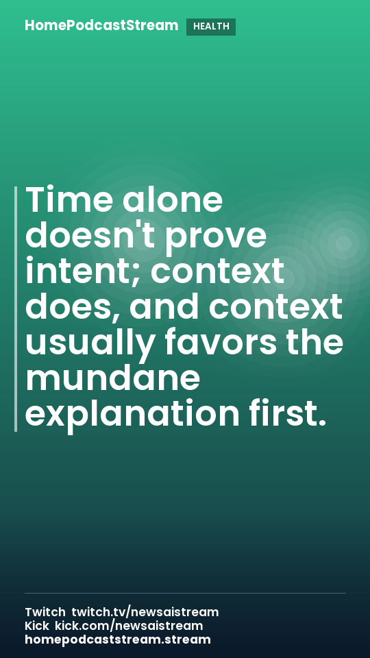 Time alone doesn't prove intent; context does, and context usually favors the mundane explanation first.