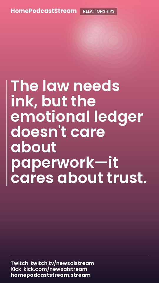 The law needs ink, but the emotional ledger doesn't care about paperwork—it cares about trust.