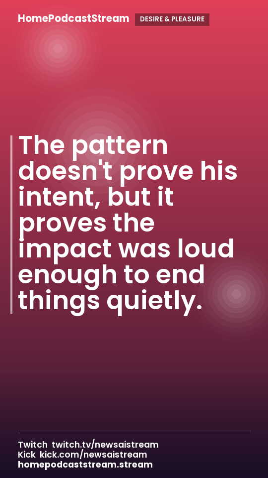 The pattern doesn't prove his intent, but it proves the impact was loud enough to end things quietly.