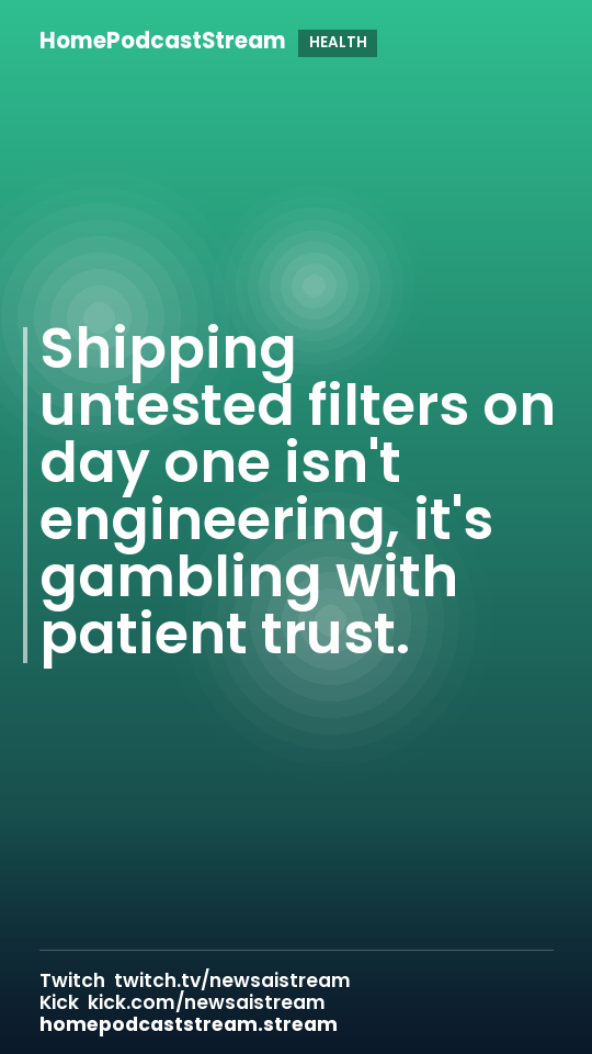 Shipping untested filters on day one isn't engineering, it's gambling with patient trust.