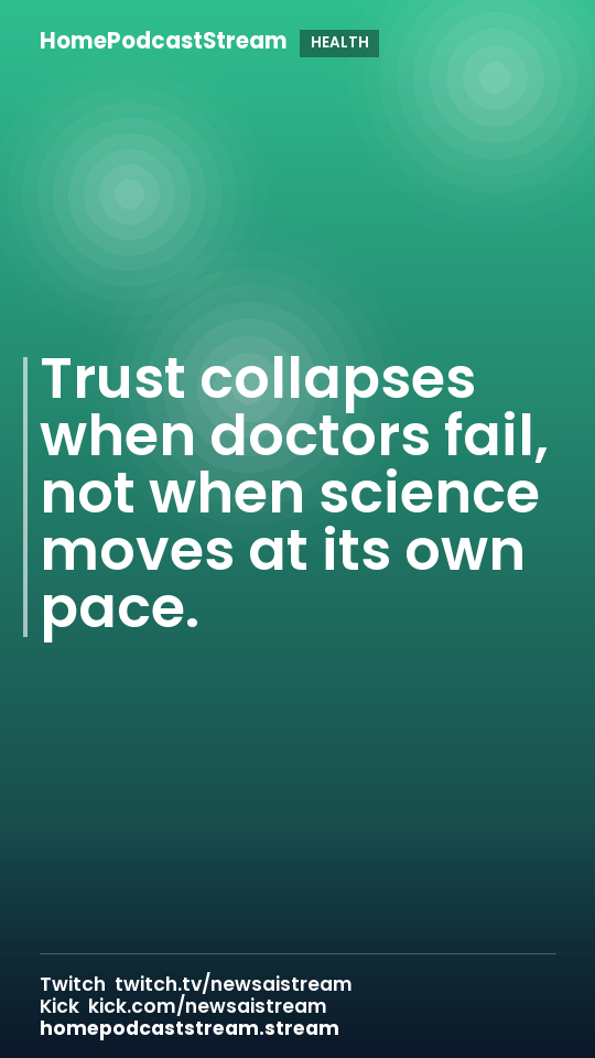Trust collapses when doctors fail, not when science moves at its own pace.