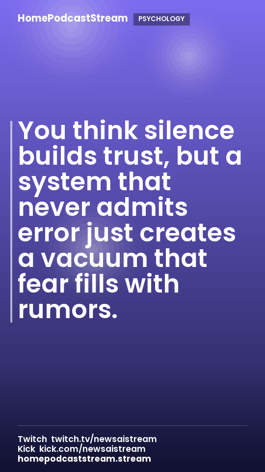 You think silence builds trust, but a system that never admits error just creates a vacuum that fear fills with rumors.