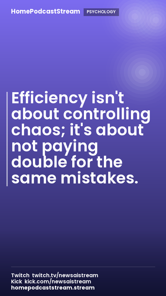 Efficiency isn't about controlling chaos; it's about not paying double for the same mistakes.