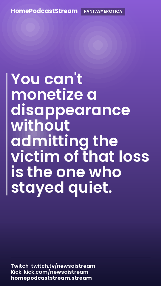 You can't monetize a disappearance without admitting the victim of that loss is the one who stayed quiet.