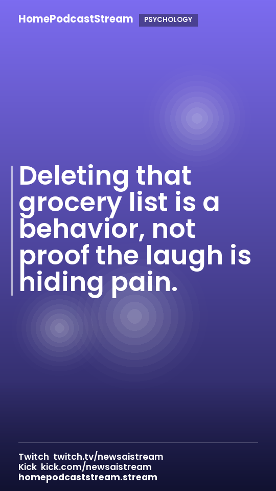 Deleting that grocery list is a behavior, not proof the laugh is hiding pain.
