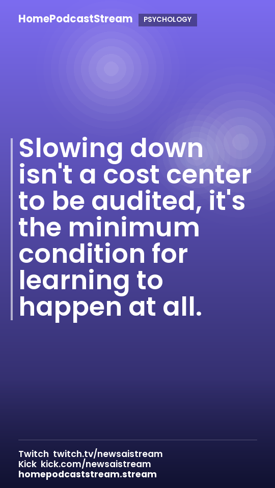 Slowing down isn't a cost center to be audited, it's the minimum condition for learning to happen at all.