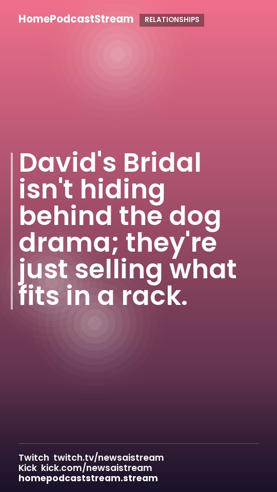David's Bridal isn't hiding behind the dog drama; they're just selling what fits in a rack.