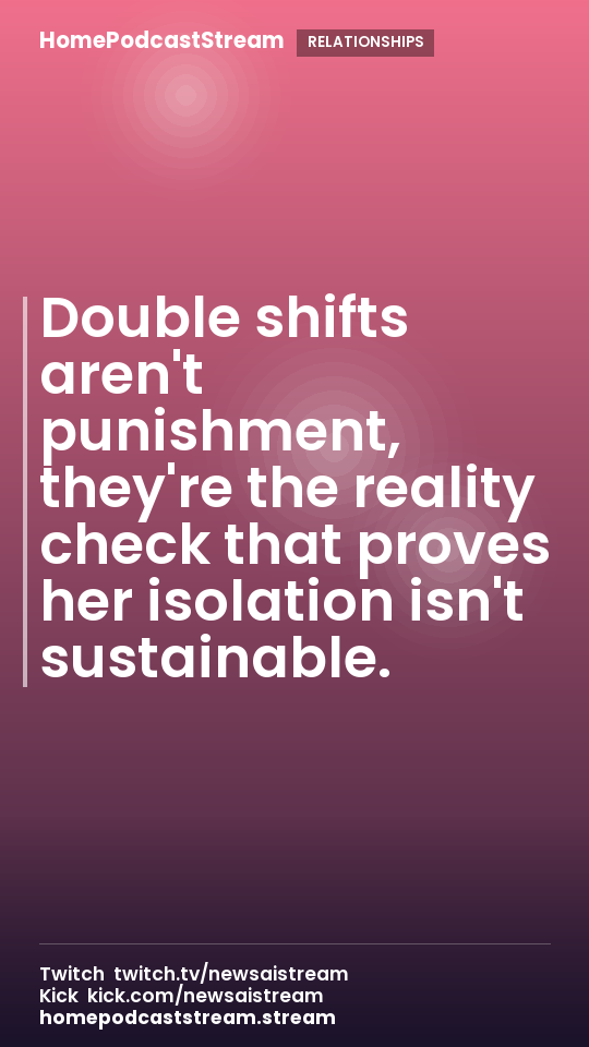 Double shifts aren't punishment, they're the reality check that proves her isolation isn't sustainable.