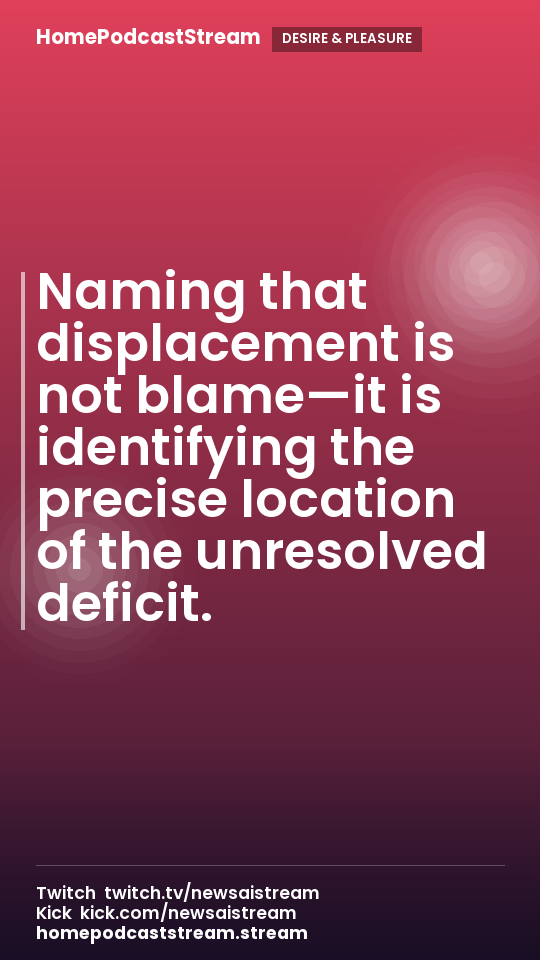 Naming that displacement is not blame—it is identifying the precise location of the unresolved deficit.