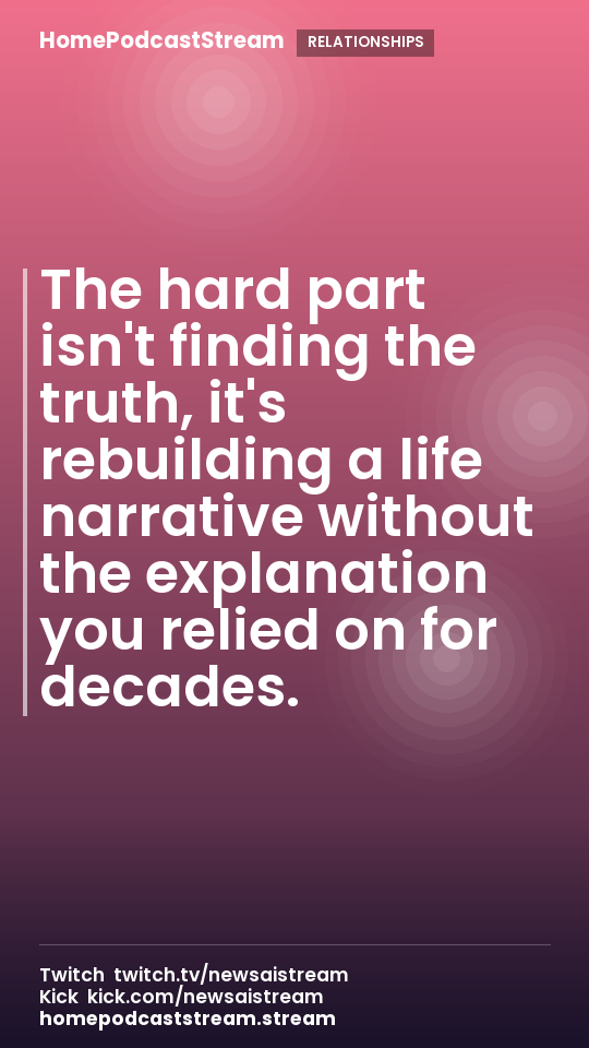The hard part isn't finding the truth, it's rebuilding a life narrative without the explanation you relied on for decades.