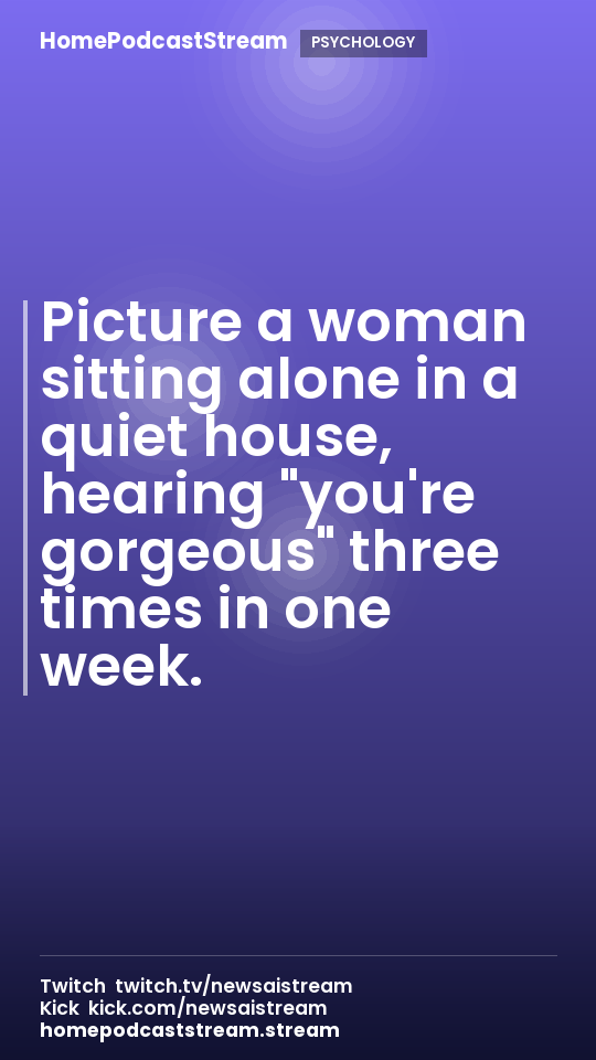 Picture a woman sitting alone in a quiet house, hearing "you're gorgeous" three times in one week.