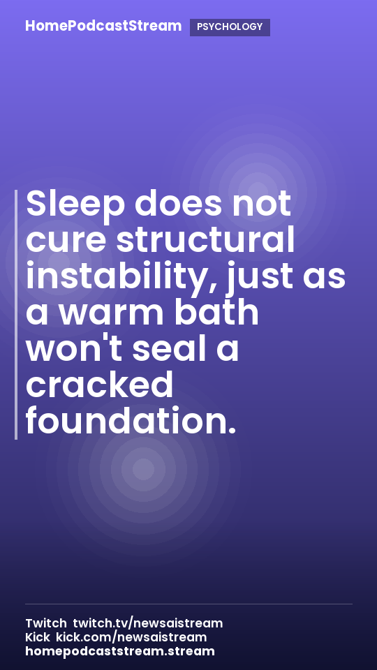 Sleep does not cure structural instability, just as a warm bath won't seal a cracked foundation.