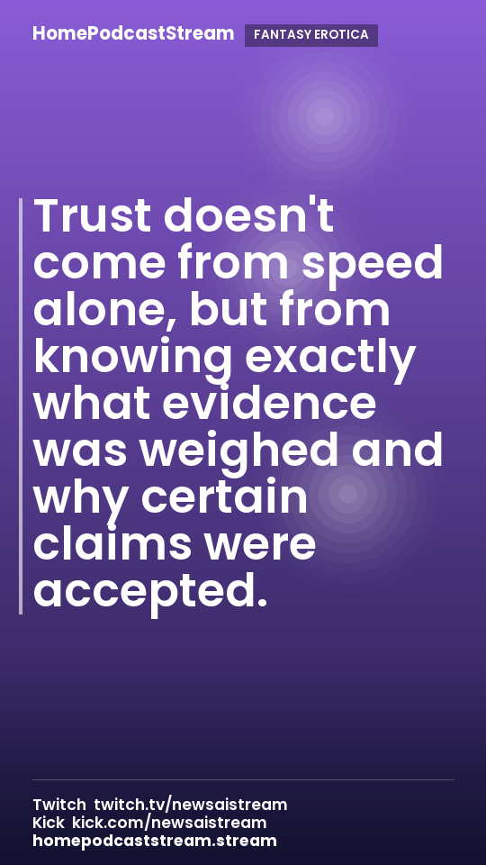Trust doesn't come from speed alone, but from knowing exactly what evidence was weighed and why certain claims were accepted.