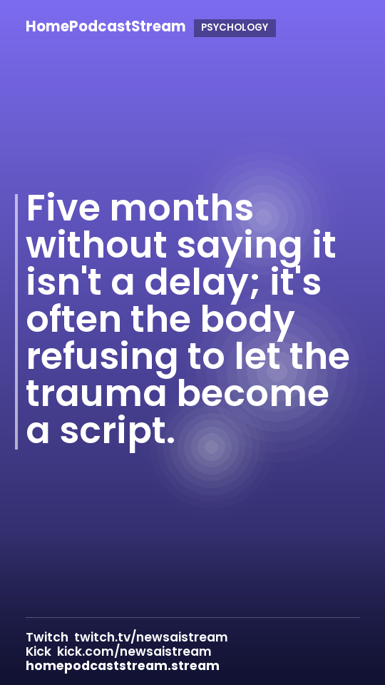 Five months without saying it isn't a delay; it's often the body refusing to let the trauma become a script.