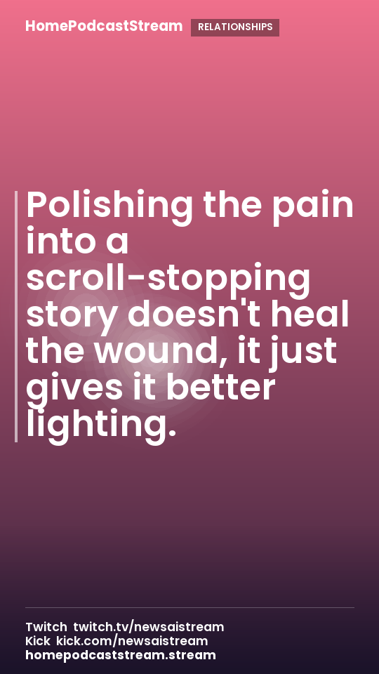 Polishing the pain into a scroll-stopping story doesn't heal the wound, it just gives it better lighting.