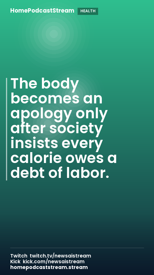 The body becomes an apology only after society insists every calorie owes a debt of labor.