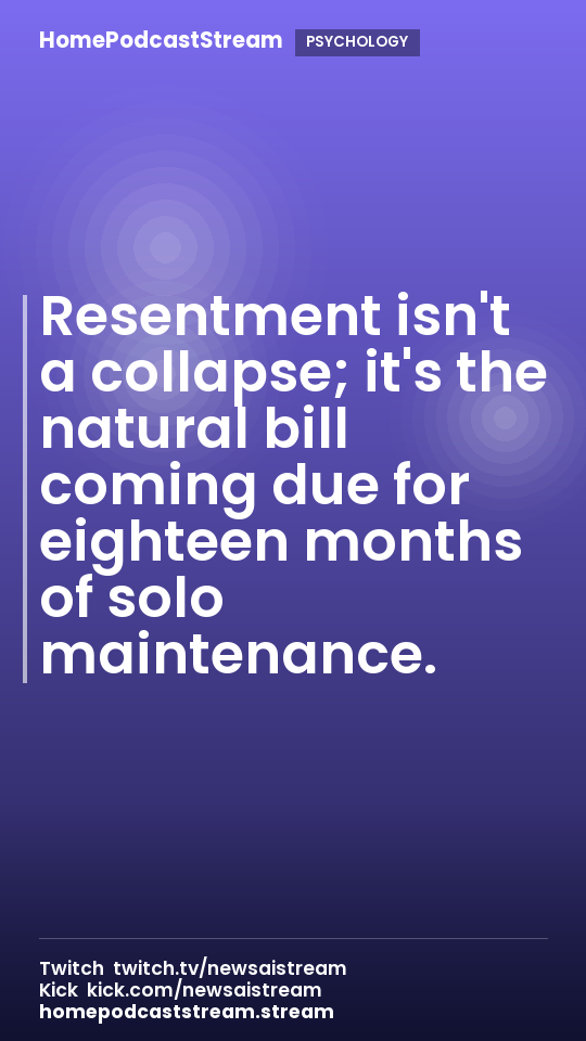 Resentment isn't a collapse; it's the natural bill coming due for eighteen months of solo maintenance.