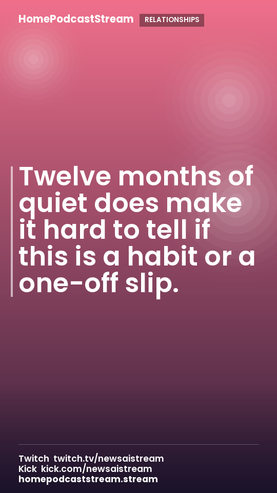 Twelve months of quiet does make it hard to tell if this is a habit or a one-off slip.