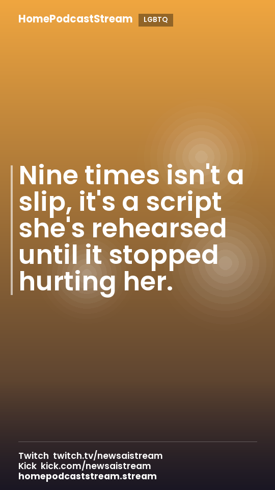 Nine times isn't a slip, it's a script she's rehearsed until it stopped hurting her.